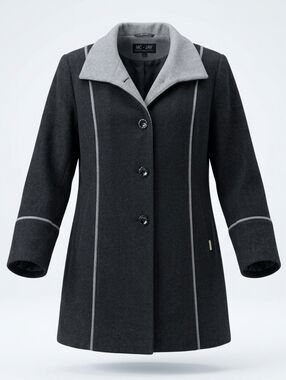 Vintage Me-Jay Superfine Virgin Wool And Cashmere Dark Grey Women's Coat Size XL